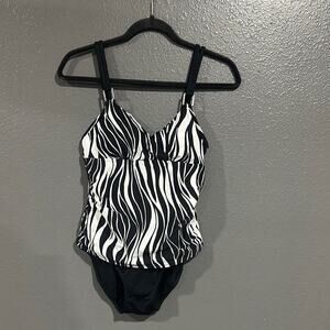 Lauren Ralph Lauren Black and White Zebra Patterned One Piece Swimsuit 8